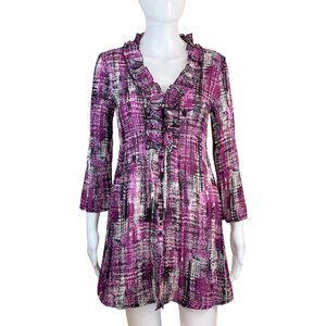 Sunny Leigh Ruffle Button Up See Through Dress Top S